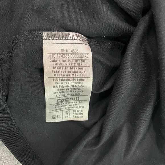 [2X]Carhartt Dark Black Button-Up SS Shirt 4 Pockets - Picture 6 of 7